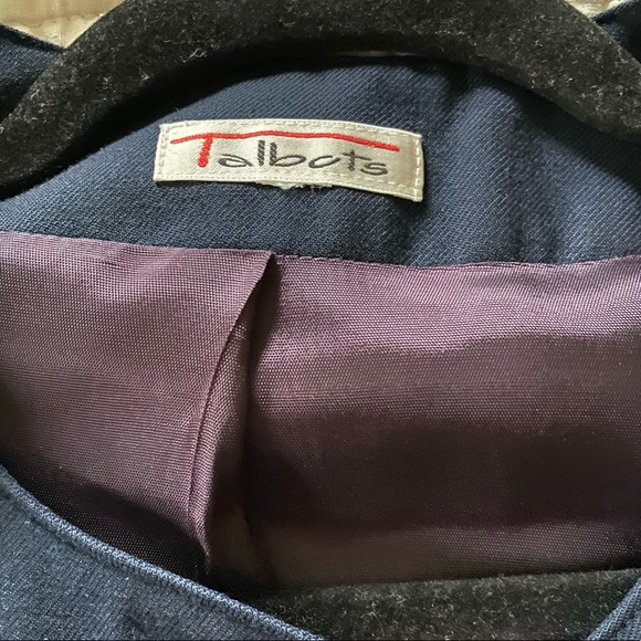 Talbots 100% wool vintage modest navy blue long pleated skirt suit set blazer - Picture 13 of 13